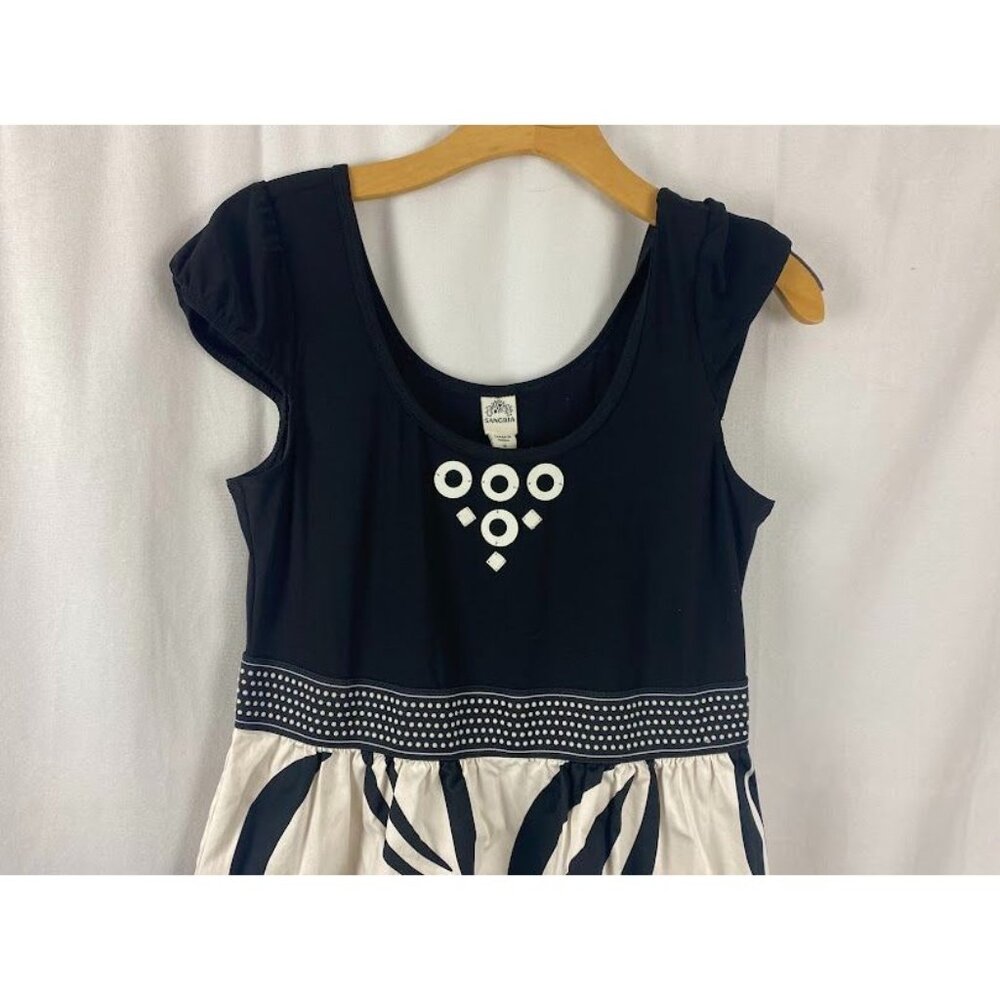 Sangria Cotton Short Sleeve Black/ White‎ Dress Women's Small. - Picture 3 of 10